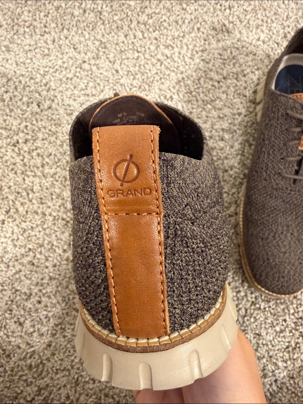 Cole Haan Brown Knit Lace-Up Oxfords - Picture 3 of 8